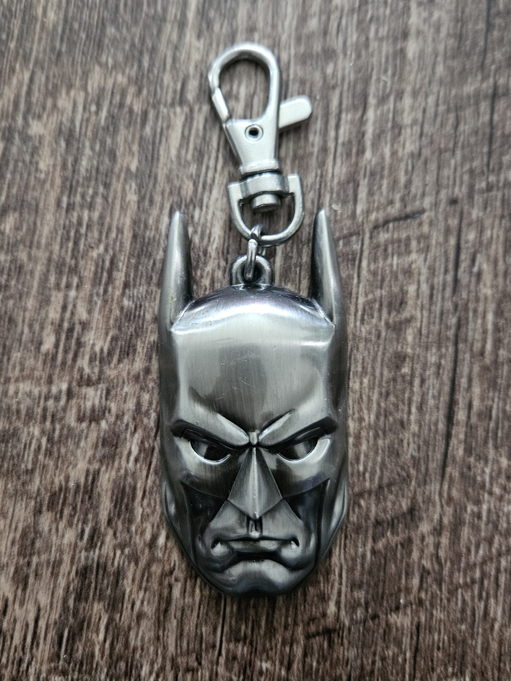 Gunmetal Superhero Mask Keychain with Swivel Clip
